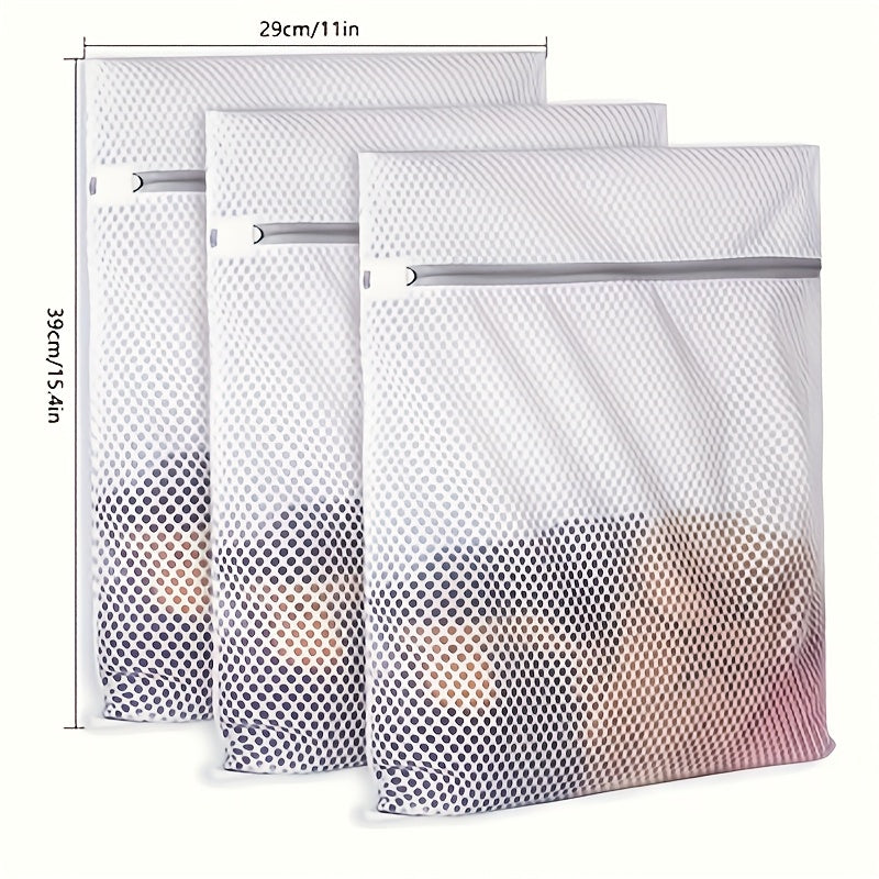 6/8pcs Durable Honeycomb Mesh Laundry Bags | Reusable Anti-Tangle Storage Bags with Zipper Closure, 12x16 Inches for Underwear, Clothes, Jeans, Towels, Socks - Polyester, Machine Washable, Fabric