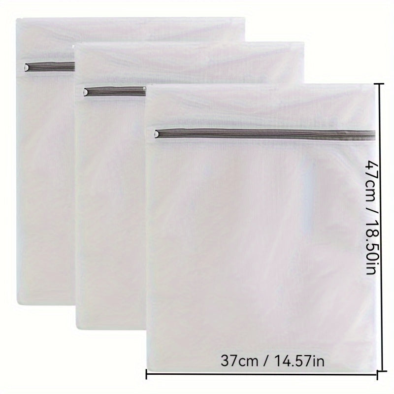 3pcs/set Premium Large Laundry Wash Bags For Delicate Clothes - Durable Polyester Mesh With High-Quality Zipper, Multipurpose Wash Nets For Dorm & Storage