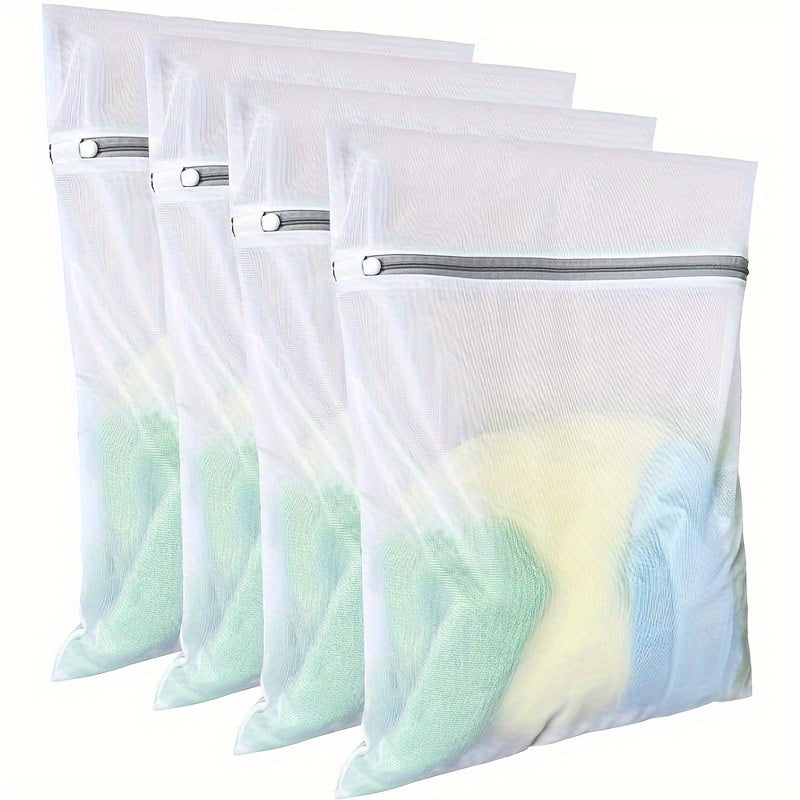 3pcs/set Premium Large Laundry Wash Bags For Delicate Clothes - Durable Polyester Mesh With High-Quality Zipper, Multipurpose Wash Nets For Dorm & Storage