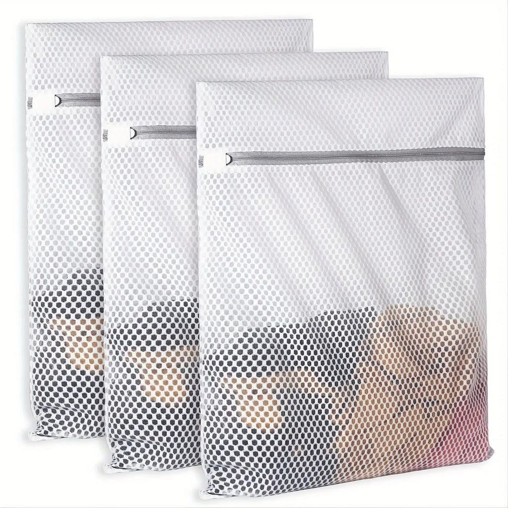 6pcs (6-Pack) Durable Honeycomb Mesh Laundry Bags Suitable for Underwear, Clothes, Towels, Jeans & Socks - Reusable Anti-Tangle Zippered Storage Bags with Zipper Closure, Machine Washable Polyester Fabric Organizers for Delicates, Laundry Bags