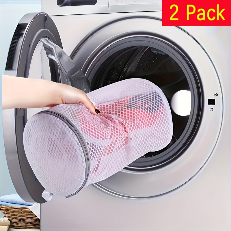 2pcs Shoes Washing Bags, Sneaker Mesh Washing Bag, Shoe Cleaning Laundry Bag, Honeycomb Fabric Gray Zipper Large Size Washing Bag, 7 X 15 Inch for Gym Shoes, Sneaker, Boost, Slipper, Laundry Bags