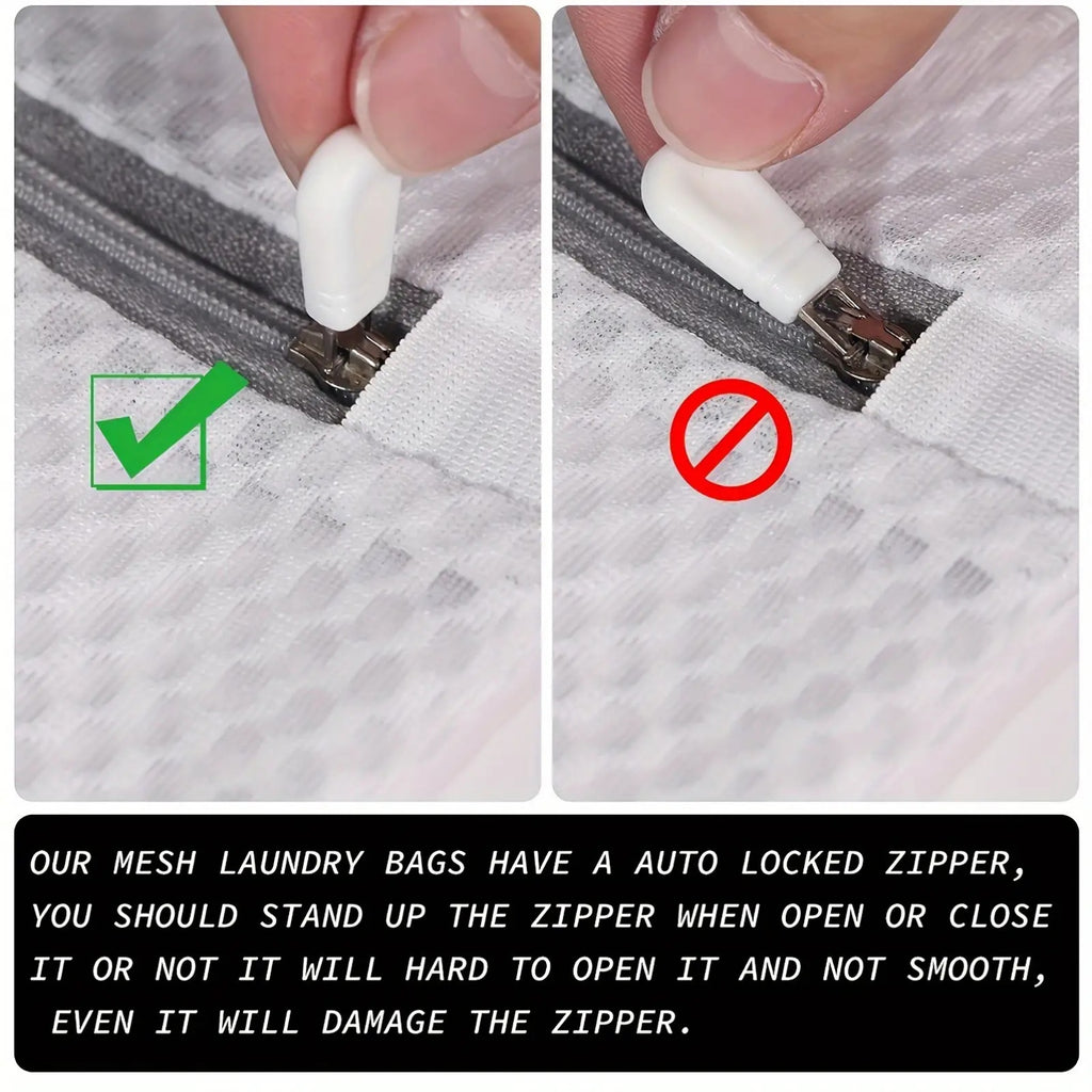 6pcs (6-Pack) Durable Honeycomb Mesh Laundry Bags Suitable for Underwear, Clothes, Towels, Jeans & Socks - Reusable Anti-Tangle Zippered Storage Bags with Zipper Closure, Machine Washable Polyester Fabric Organizers for Delicates, Laundry Bags